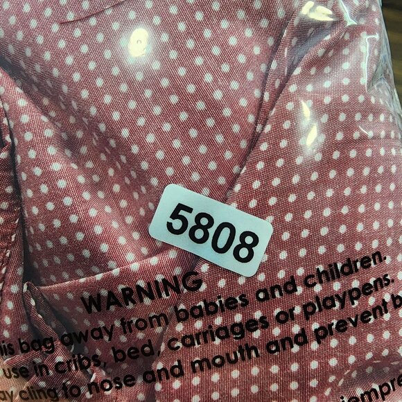 Womens Express Red Polka Dot Blouse Top Button-Up Roll Tab Sleeve Size M - Picture 11 of 11